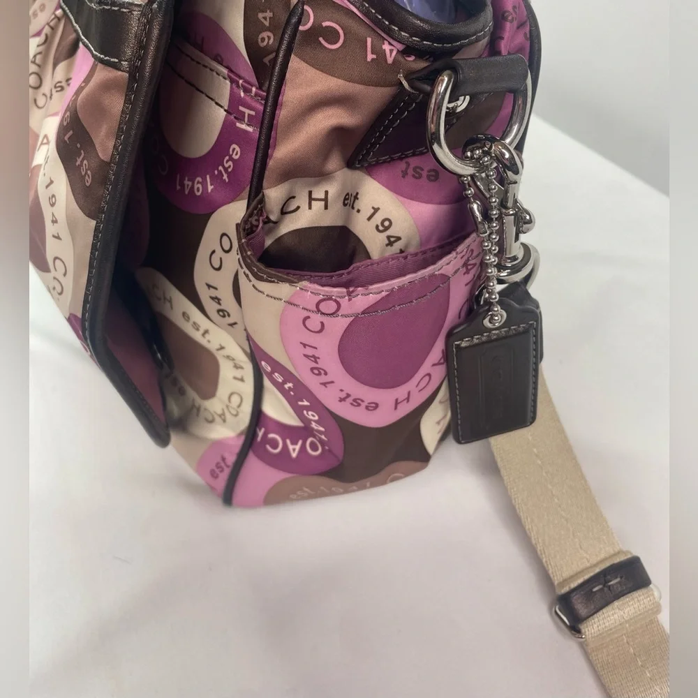 Coach Signature Snaphead Pink Multifunction (Diaper) Messenger Bag